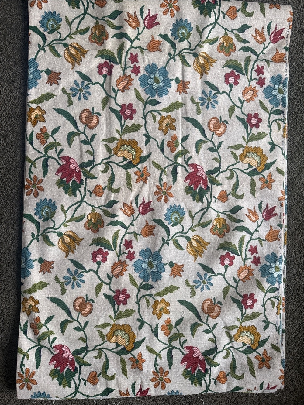 Floral Vine Printed Fabric with denim feel - and a texture!